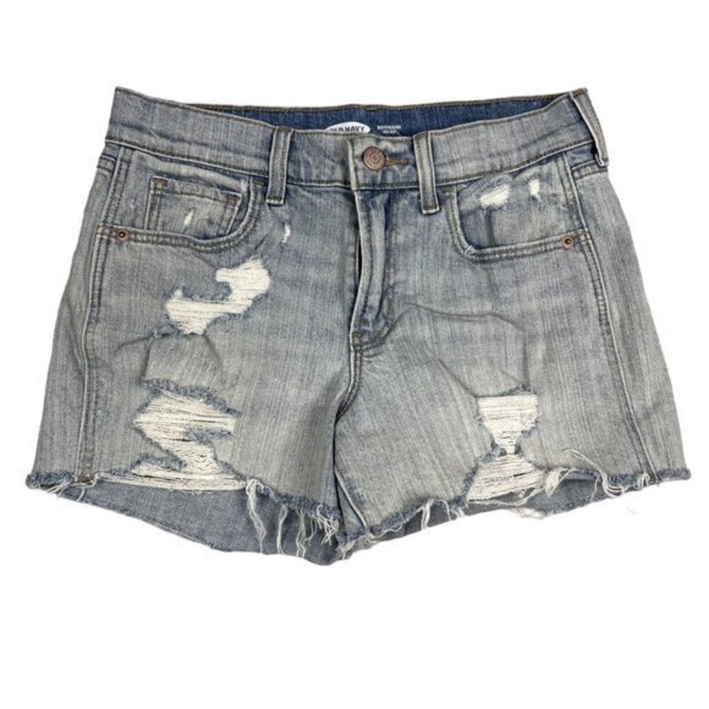 Old Navy Womens Shorts‎ Size 0 Boyfriend Mid Rise Distressed Light Wash Denim